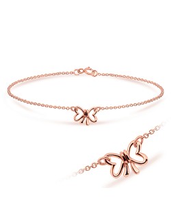 Rose Gold Plated Lovely Bow Silver Bracelet BRS-13-RO-GP